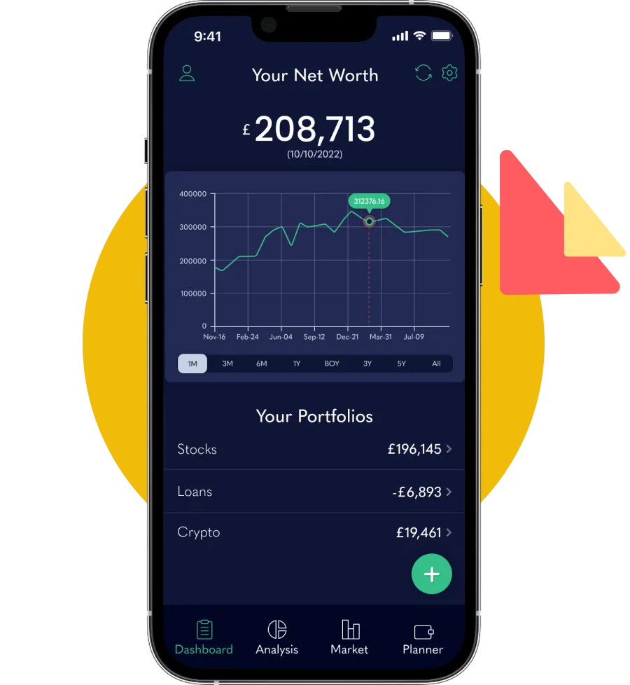 Detailed stock portfolio view with pie charts